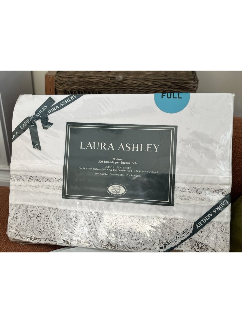 Vintage Laura Ashley Full Size Flat Sheet Bridal Lace NEW OLD STOCK Sealed